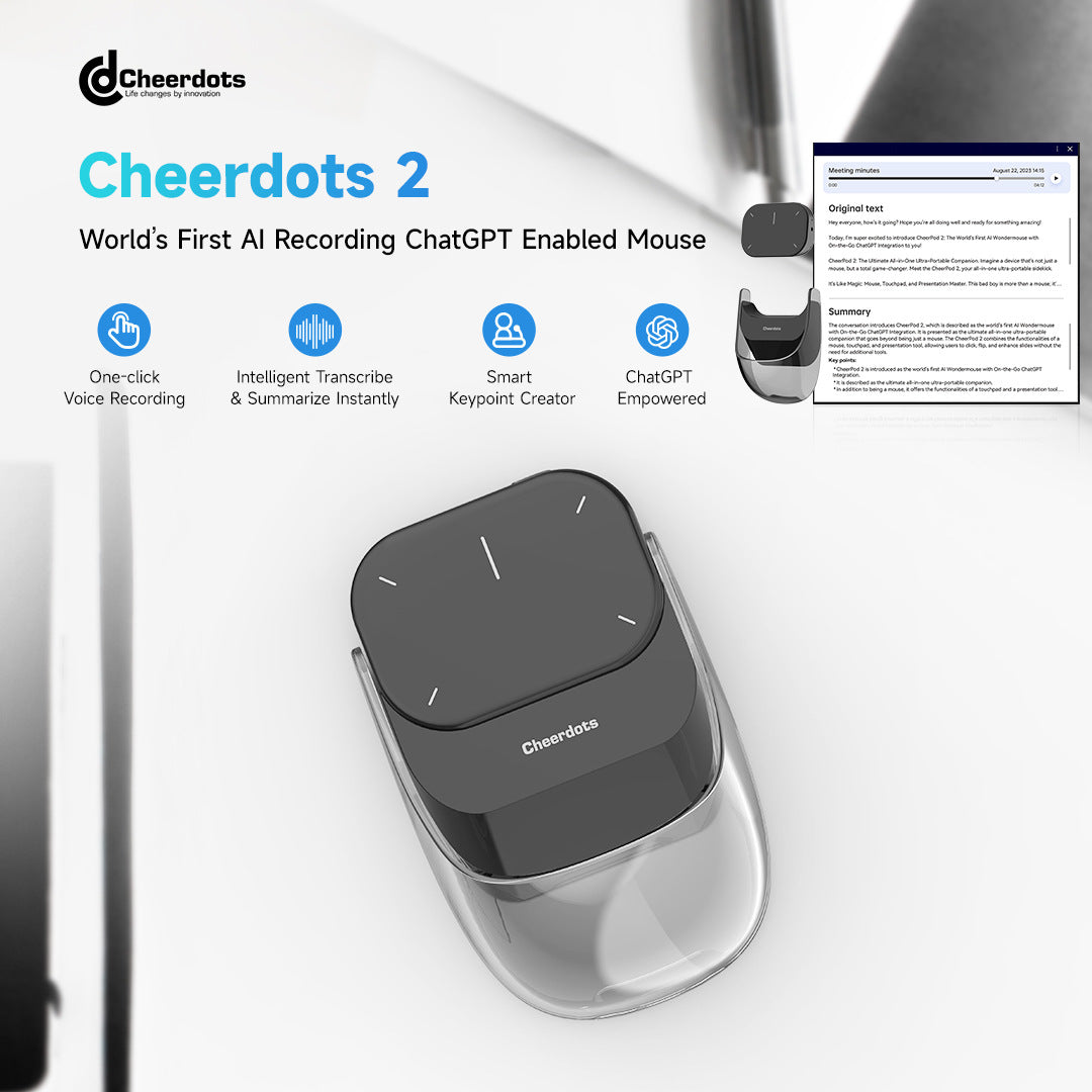 Cheerdots 2 Detachable Air Mouse Wireless Touchpad Wireless Pocket AI Recording Controll ChatGpt Office All-in-one Enabled Mouse
