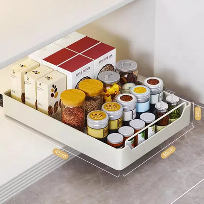 Kitchen Rack Pot Storage Box Seasoning Rack Under Sink Pull-out Deep Cabinet Slide Rail Basket Shelves  Floating Shelf