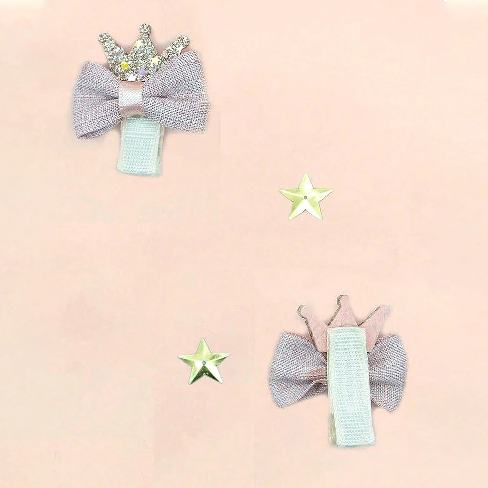 4 Pieces Sweet Hair Clips for Girls with Bow and Crown Cute Bangs for Side Kids Hair Accessories for Front