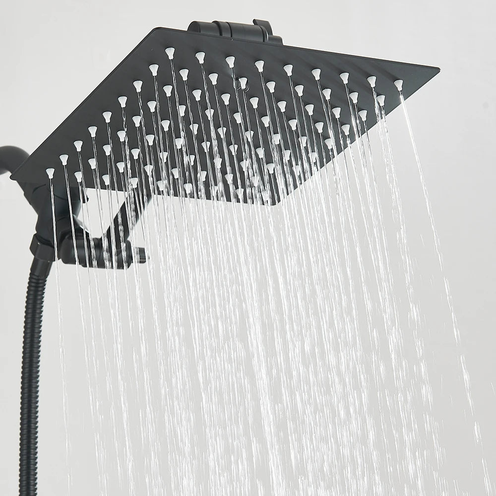 Shower Head Combo 8-12Inch High Pressure Rain Shower Head with Adjustable Extension Arm With 3-way Handheld Shower Spray