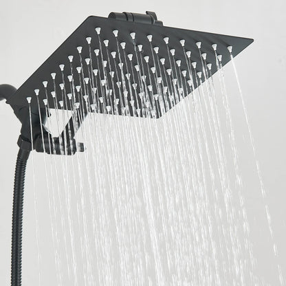Shower Head Combo 8-12Inch High Pressure Rain Shower Head with Adjustable Extension Arm With 3-way Handheld Shower Spray