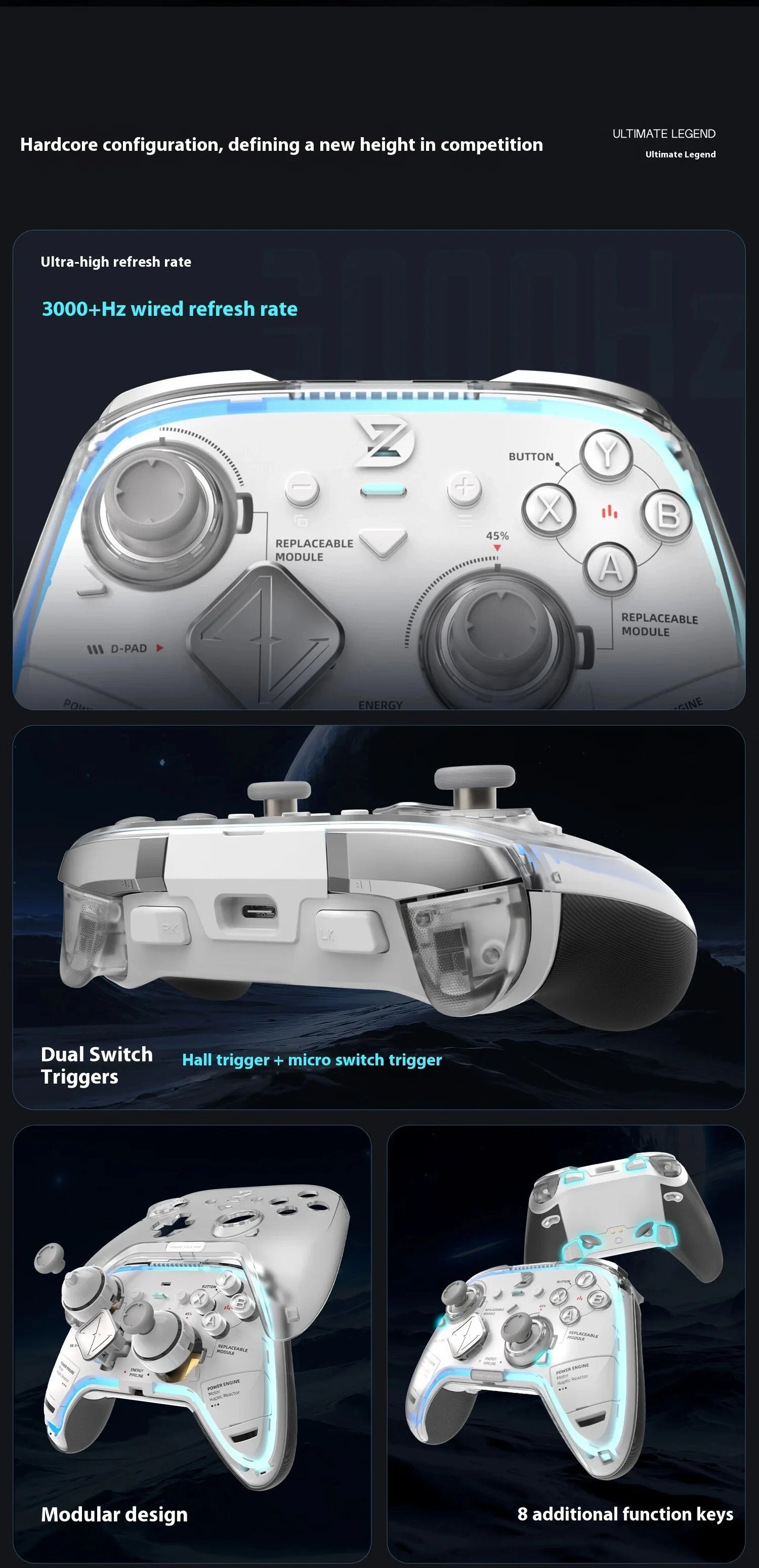 Zd Ultimate Legend Game Controller Elite Modular Sensory Rgb Switch Phone Bluetooth Controller Ns Tablet Steam Xbox Gifts ZD