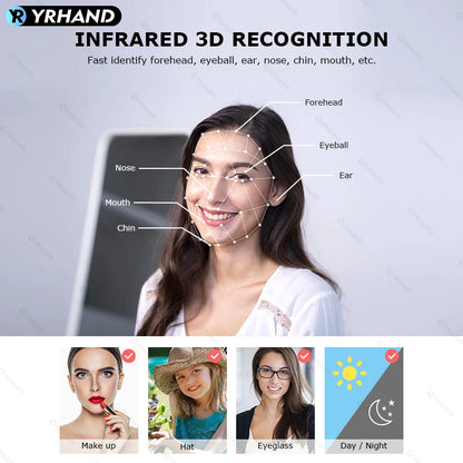 YRHAND V8 From Mexico cerradura inteligente Electrónica Tuya WiFi Waterpoof 3D face Unlock Intercom Smart Door Lock For home