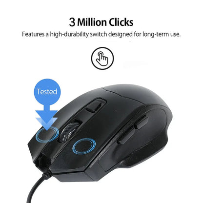 USB Optical Wired Mouse Laptop Home Office Mouse Anti Slip Roller 3D