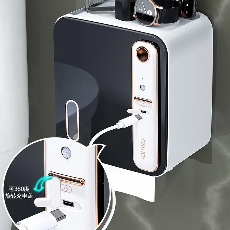 Intelligent aromatherapy toilet tissue box storage rack toilet paper toilet paper roll paper box without punching waterproof