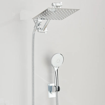 Shower Head Combo 8-12Inch High Pressure Rain Shower Head with Adjustable Extension Arm With 3-way Handheld Shower Spray