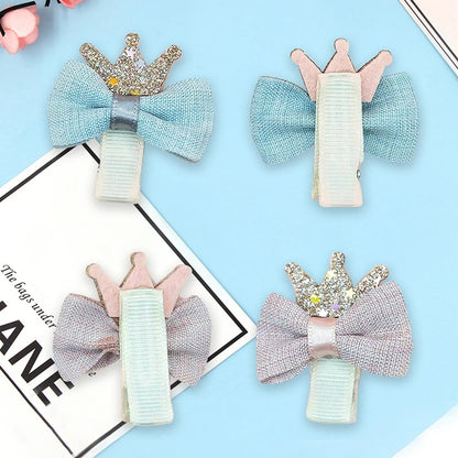 4 Pieces Sweet Hair Clips for Girls with Bow and Crown Cute Bangs for Side Kids Hair Accessories for Front