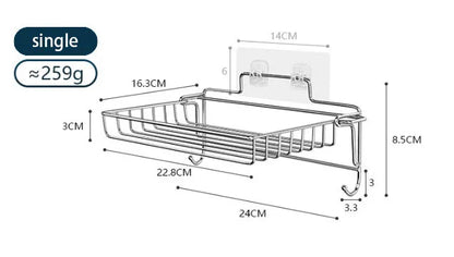 Bathroom Stainless Steel Storage Rack Multi-layer Kitchen Organizer Multi-function Folding Storage Shelf No Hole Punching
