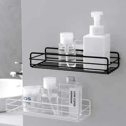 Corner StoraBathroom Organizer Shelf Wall Mounted Corner Storage Shelves Shampoo Holder Cosmetic Rack Iron Shower Drain Basket