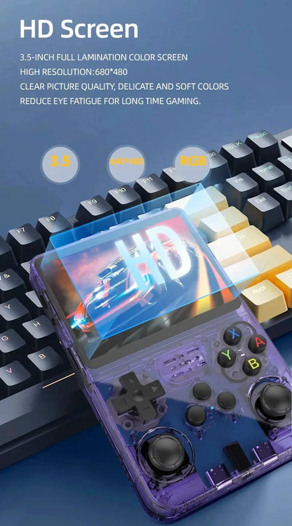 R36S Retro Handheld Video Game Console Linux System 3.5 Inch IPS Screen Portable Player 64GB GamesMultiple colors are available