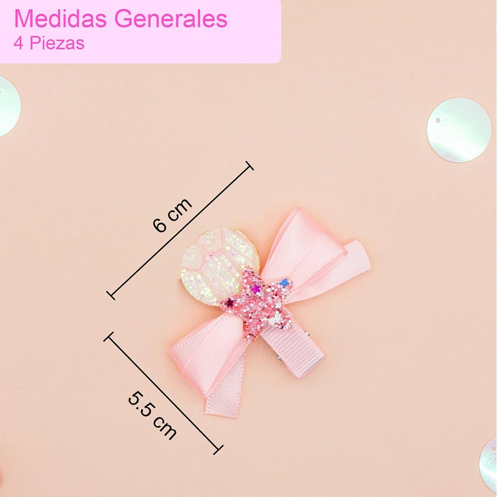 4 Pieces Figure Design Hair Clip with Stars and Glitters First Day of Class and Graduation Season Students