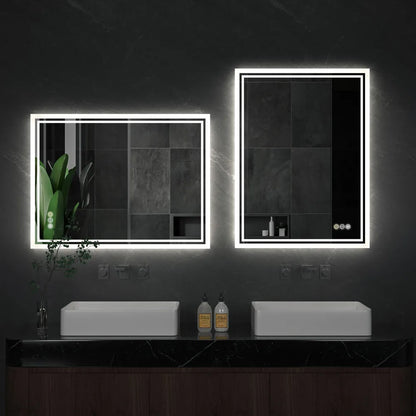LUVODI 28x36 inch Illuminate Bathroom Mirror with Light Backlit Dimmable Defog Wall-mounted Bath Mirror