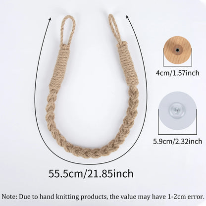 Nail-free Woven hemp rope Paper Towel Holders Rack Bathroom Towel Hook Toilet Paper Holder Towel Rack Beige Hemp Color