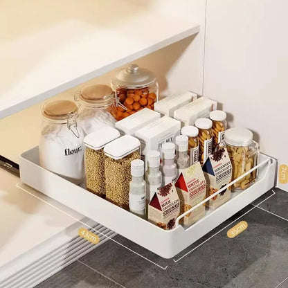 Kitchen Rack Pot Storage Box Seasoning Rack Under Sink Pull-out Deep Cabinet Slide Rail Basket Shelves  Floating Shelf
