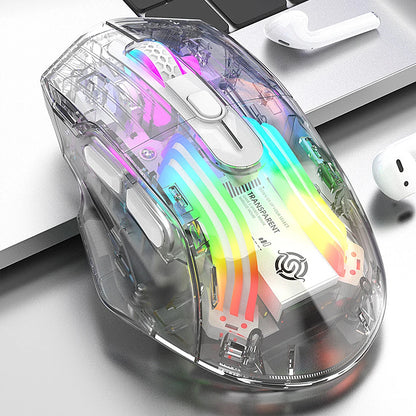 Wireless Transparent Gaming Mouse Bluetooth-compatible 5.0/2.4g/usb-c 3 Modes Electronic Competition Mice For Pc Laptop Desktop