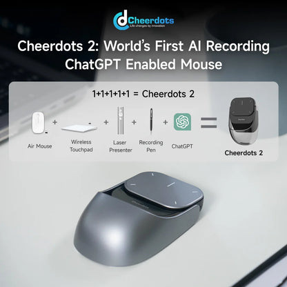 Cheerdots 2 Detachable Air Mouse Wireless Touchpad All-in-one Pocket AI Recording Enabled Mouse Wireless Controll ChatGpt Office
