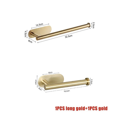 Adhesive Toilet Paper Holder Stainless Steel Wall Mount Kitchen Roll Towel Rack Napkin Dispenser Absorbent Stand Tissue Hanger