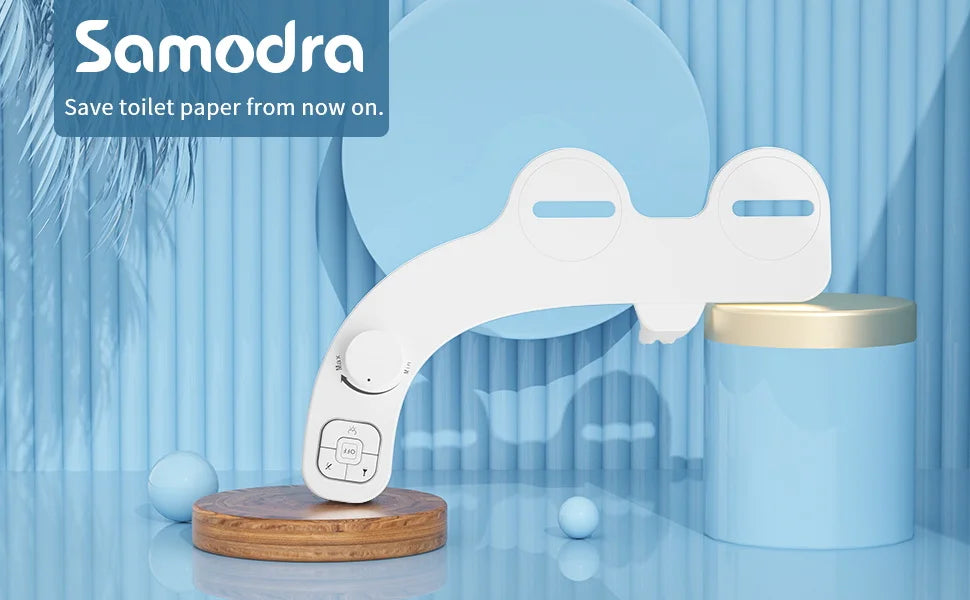 SAMODRA Non-Electric Left-Hand Bidet - Self Cleaning Dual Nozzle (Frontal and Rear Wash) Fresh Water Bidet