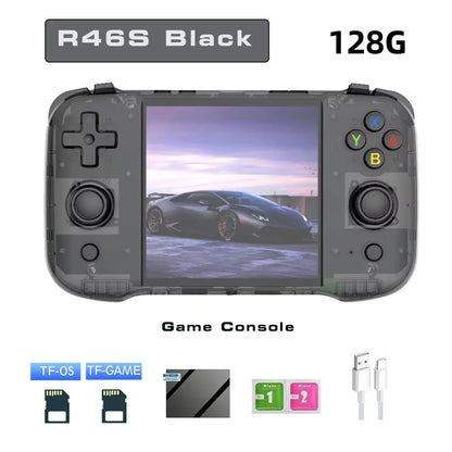 R46S Retro Handheld Game Console Linux System 128G 4.0inch IPS Screen Two-player Online Game 64GB Console Retro Game R36S