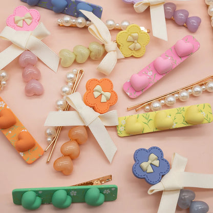 Hair Pins 18 Pieces, Pearl, Hearts and Bows Designs