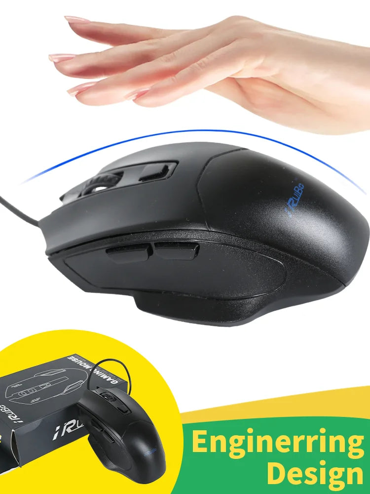 Business Black High Quality Ergonomic Design Gaming Mouse USB Wired Mouse Office Mute Support Desktop Computer Laptop