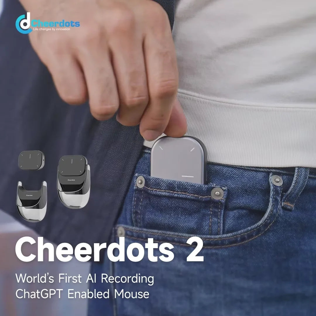 Cheerdots 2 Detachable Air Mouse Wireless Touchpad All-in-one Pocket AI Recording Enabled Mouse Wireless Controll ChatGpt Office