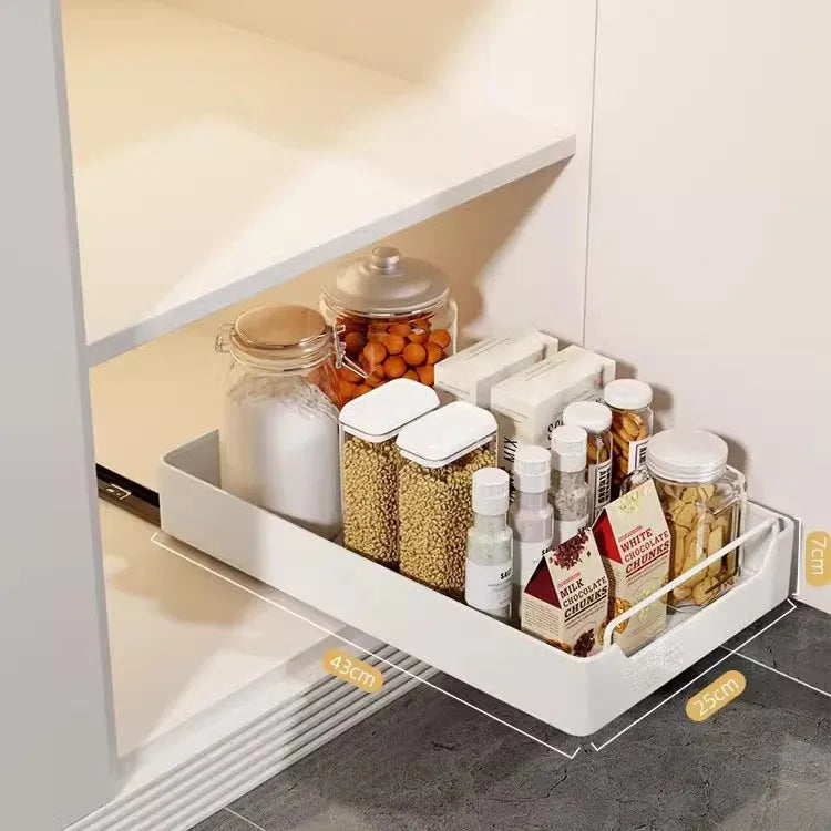 Kitchen Rack Pot Storage Box Seasoning Rack Under Sink Pull-out Deep Cabinet Slide Rail Basket Shelves  Floating Shelf
