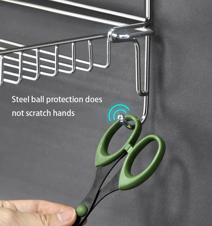 Bathroom Stainless Steel Storage Rack Multi-layer Kitchen Organizer Multi-function Folding Storage Shelf No Hole Punching