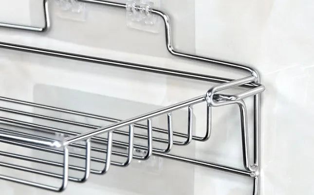 Bathroom Stainless Steel Storage Rack Multi-layer Kitchen Organizer Multi-function Folding Storage Shelf No Hole Punching