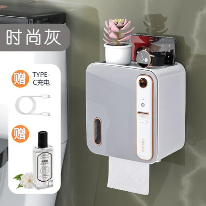 Intelligent aromatherapy toilet tissue box storage rack toilet paper toilet paper roll paper box without punching waterproof