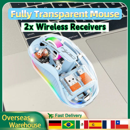 New Fully Bluetooth Wireless Transparent Mouse Tri-mode Magnetic Suction Mute Rechargeable Led Lamp Intelligence Office Gift