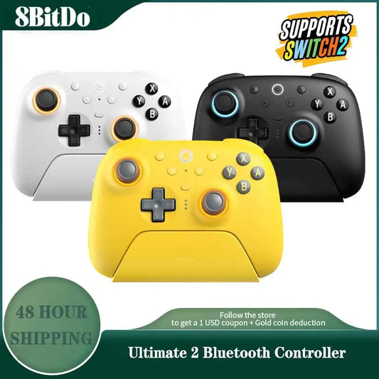 8BitDo Ultimate 2 Bluetooth Gamepad Game Controller with TMR Joysticks & Hall Effect Triggers for Nintendo Switch 2,PC,Windows