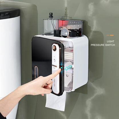 Intelligent aromatherapy toilet tissue box storage rack toilet paper toilet paper roll paper box without punching waterproof