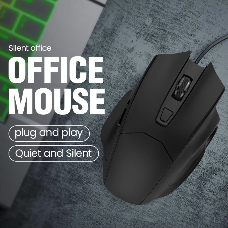 USB Optical Wired Mouse Laptop Home Office Mouse Anti Slip Roller 3D