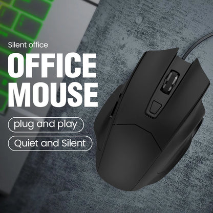 USB Optical Wired Mouse Laptop Home Office Mouse Anti Slip Roller 3D