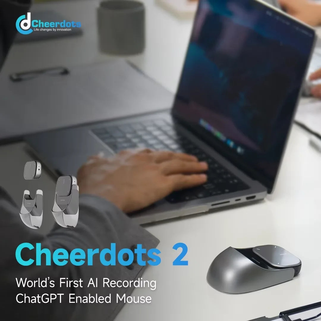 Cheerdots 2 Detachable Air Mouse Wireless Touchpad All-in-one Pocket AI Recording Enabled Mouse Wireless Controll ChatGpt Office