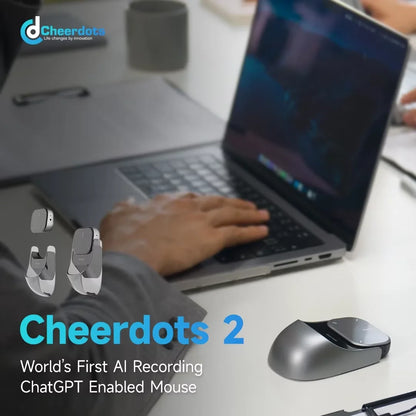 Cheerdots 2 Detachable Air Mouse Wireless Touchpad All-in-one Pocket AI Recording Enabled Mouse Wireless Controll ChatGpt Office