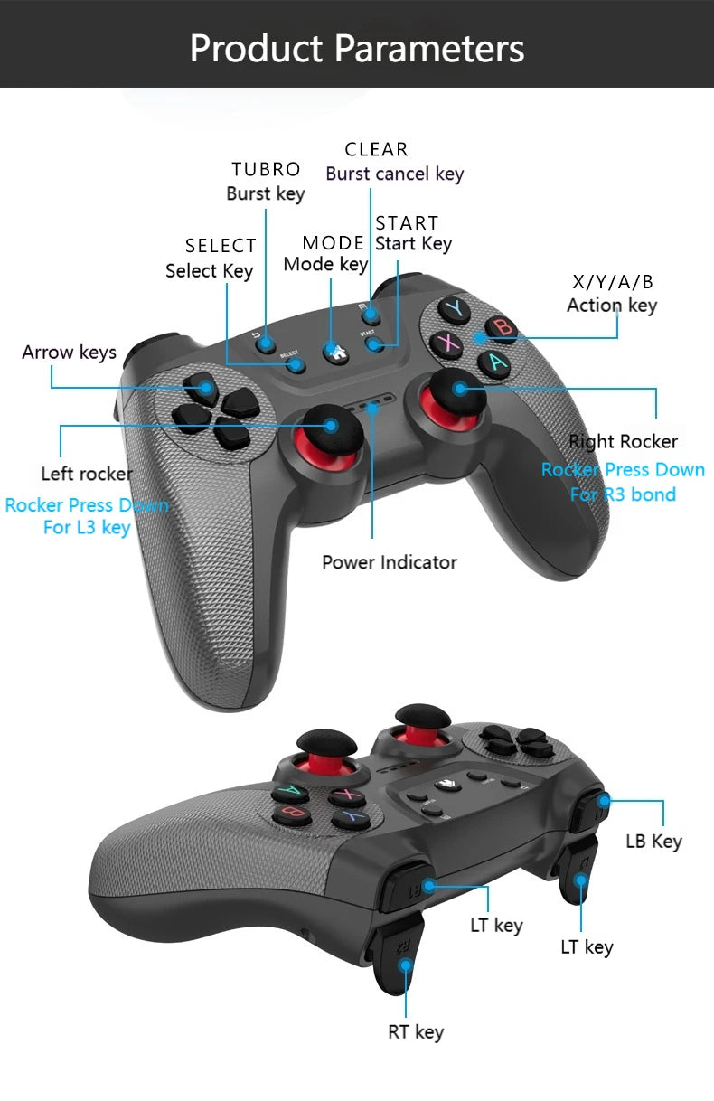 Wireless USB Game Controller for Tesla Model Y/3/X/S Double Player Online TV PC PS3 Steam Compatible Gaming Accessory