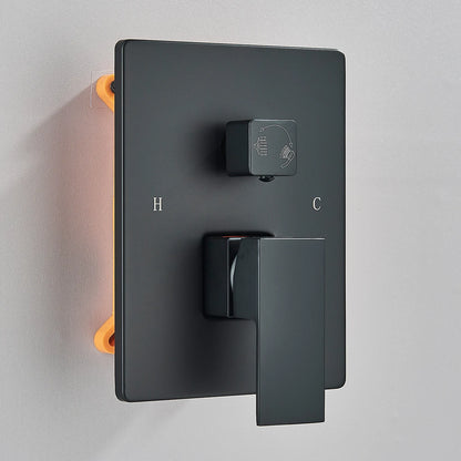 Black Concealed Shower System Rain Waterfall Bathroom Embedded Shower Faucet Set with Tub Spout