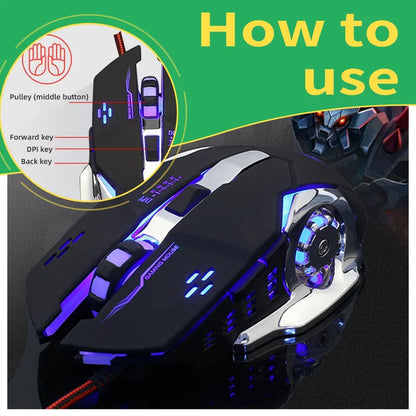 Ergonomic Wired Game Mouse USB Interface Smooth Use for Laptop Pc Computer Desktop