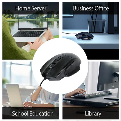 USB Optical Wired Mouse Laptop Home Office Mouse Anti Slip Roller 3D
