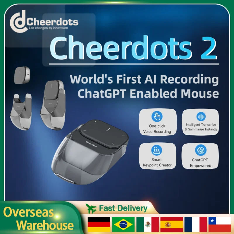 Cheerdots 2 Detachable Air Mouse Wireless Touchpad Wireless Pocket AI Recording Controll ChatGpt Office All-in-one Enabled Mouse