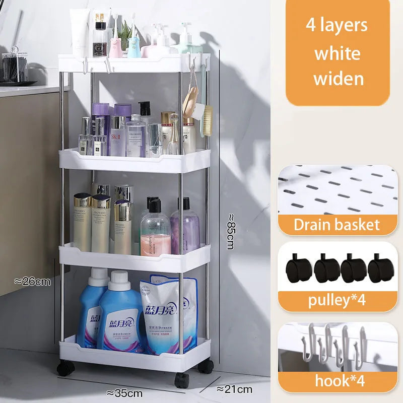 Bathroom Cart Storage Rack Floor-mounted Multi-layer Toilet Storage Living Room Storage Cart Kitchen Gap Storage Shelf
