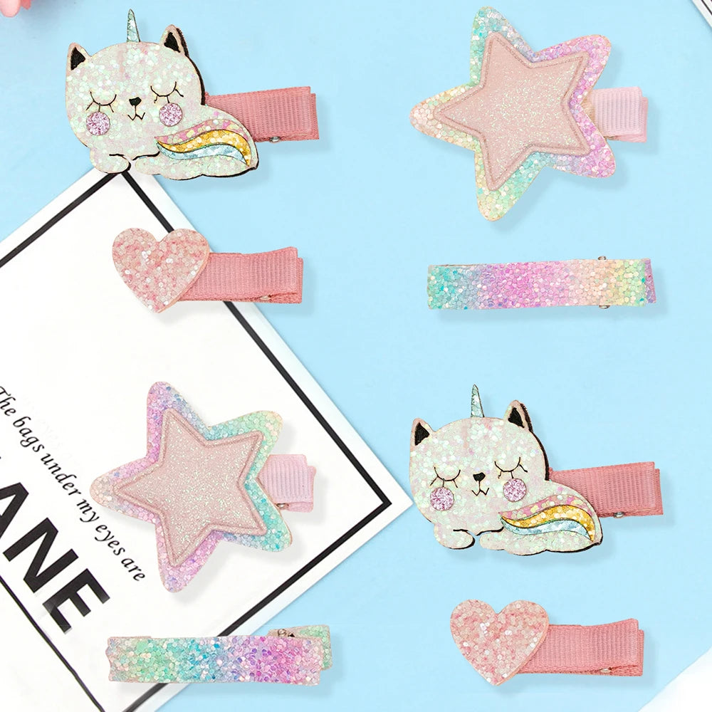 4 Pieces of Hair Accessories Kittens and Stars Design Suitable for Daily Life or Parties