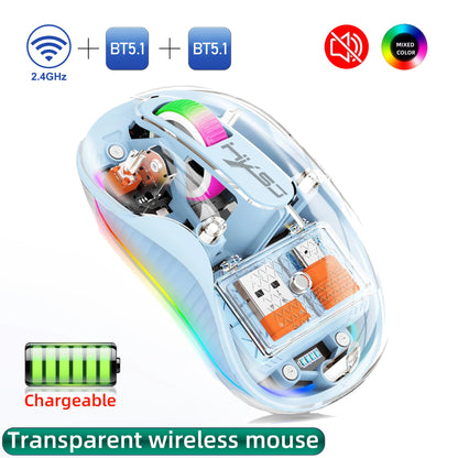 New Fully Bluetooth Wireless Transparent Mouse Tri-mode Magnetic Suction Mute Rechargeable Led Lamp Intelligence Office Gift