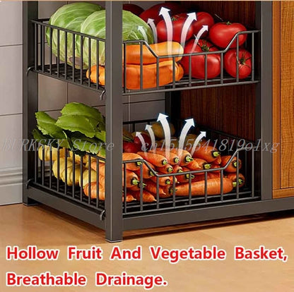 Kitchen Storage Cabinet Shelf Floor-standing Multi-layer Fruit And Vegetable Rack Microwave Storage Closet Organizer For Kitchen