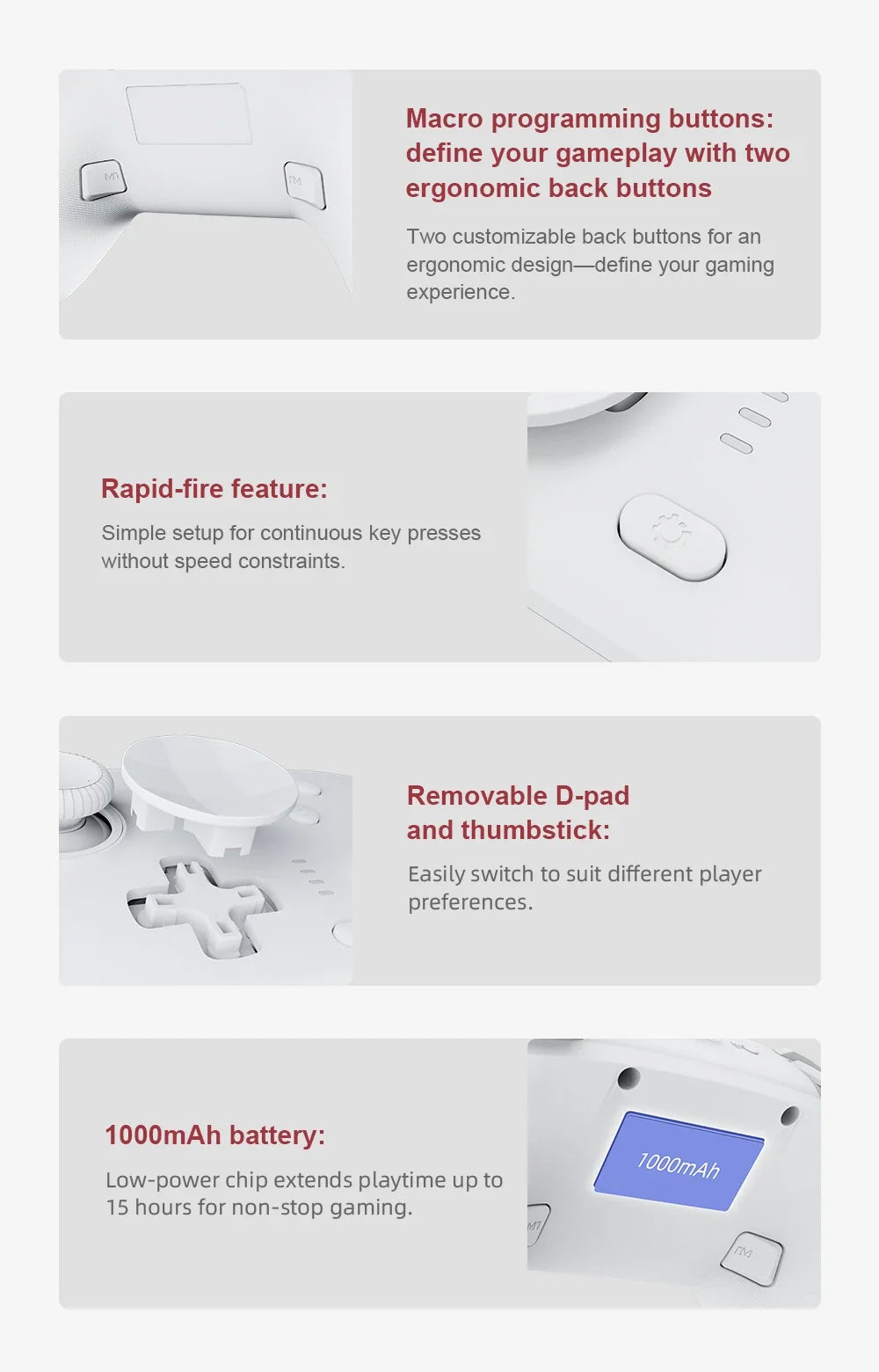 MOBAPAD N1S / N1 HD Bluetooth Gamepad，Wireless Game Controller with Hall Effect Joystick for Nintendo Switch OLED PC IOS Android