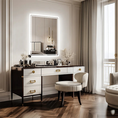 LUVODI 28x36 inch Illuminate Bathroom Mirror with Light Backlit Dimmable Defog Wall-mounted Bath Mirror