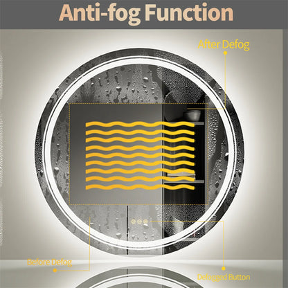 LUVODI Round Smart Mirror Bathroom Illuminate Waterproof Wash Basin Shower Vanity Mirror with Touch Screen