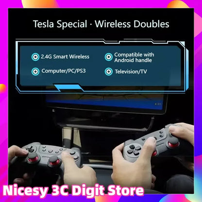 Wireless USB Game Controller for Tesla Model Y/3/X/S Double Player Online TV PC PS3 Steam Compatible Gaming Accessory
